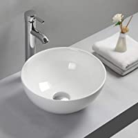Gimify Lavabo sobre Encimera Lavabo Baño Redondo- Cerámica Blanca